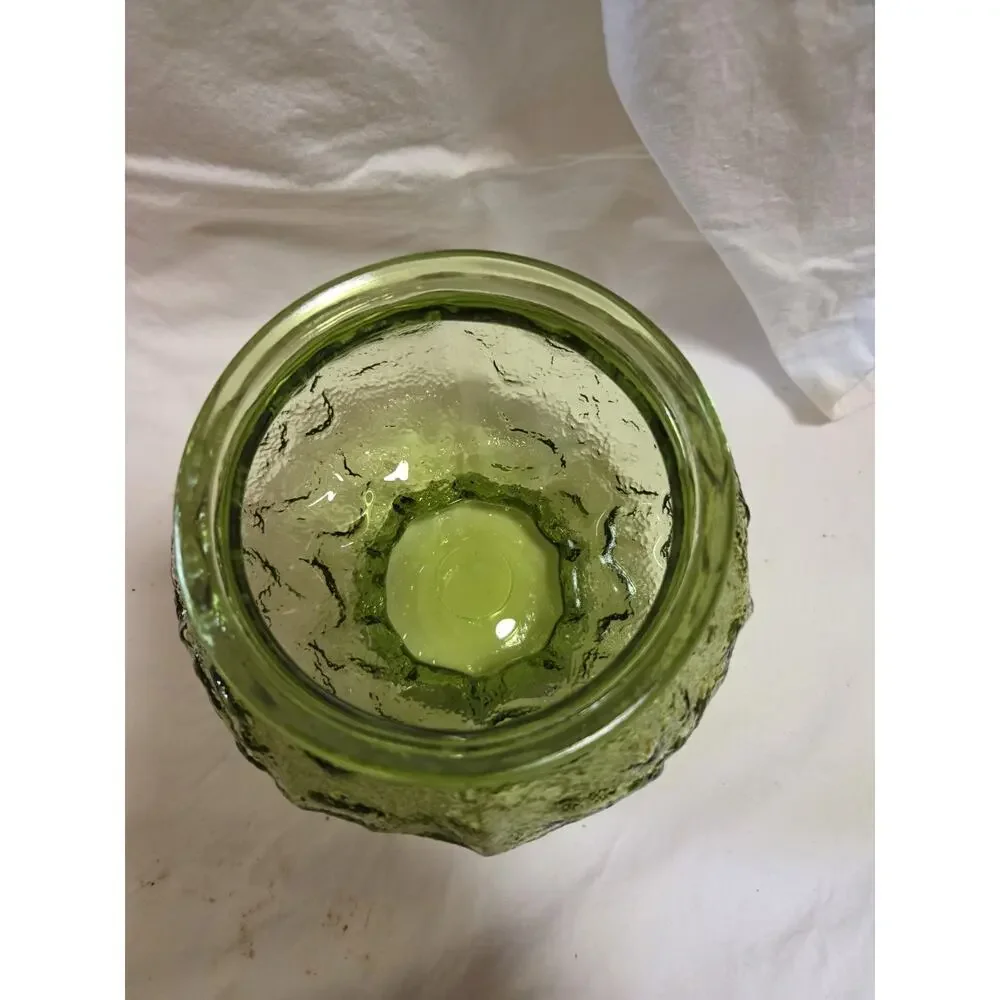 Vintage E.O. Brody Co Green Crinkle Glass Vase Planter Cleveland OH USA